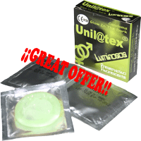 GLOW IN THE DARK                             Condoms, Vibrating Rings, Vibrating Ring, Thongs, Female Hygiene Kit, Glow in the dark, Multifruit, Nature, Vibrasex, Lubricant, Alcotest, Breathalyzer, Disposable...
